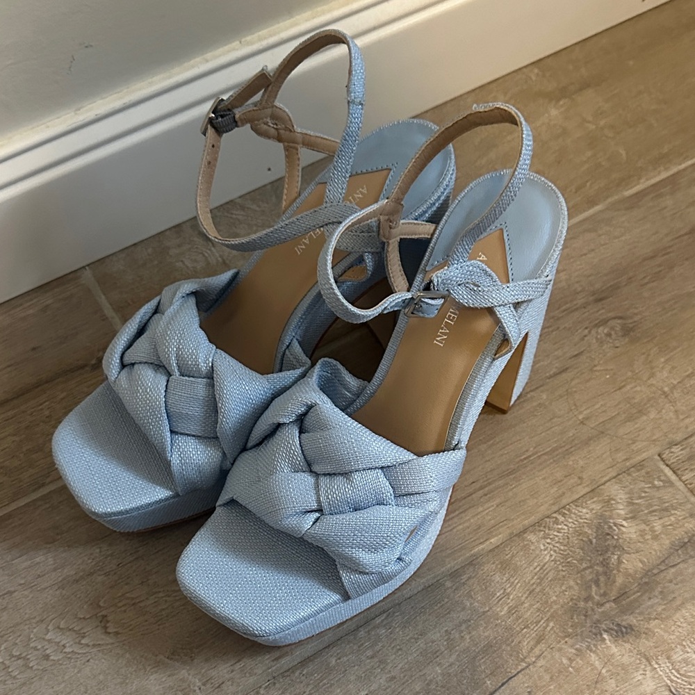 ANTONIO MELANI Sky Blue Braided Strap Heels